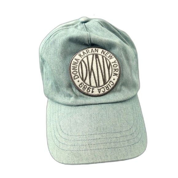DKNY Denim Blue Embroidered Patch Logo Women's Baseball Hat Cap Adjustable Band - Picture 1 of 8